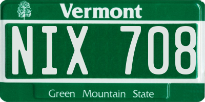 VT license plate NIX708
