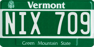 VT license plate NIX709