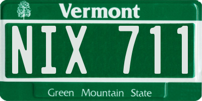 VT license plate NIX711