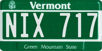 VT license plate NIX717