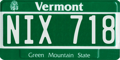 VT license plate NIX718