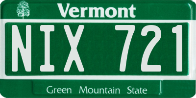 VT license plate NIX721