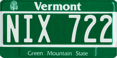 VT license plate NIX722