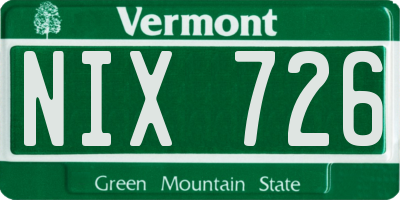 VT license plate NIX726