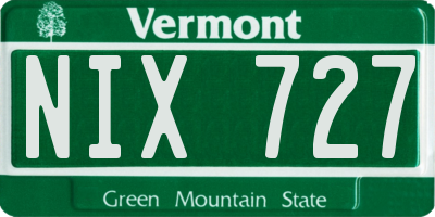 VT license plate NIX727