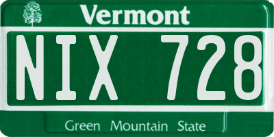 VT license plate NIX728