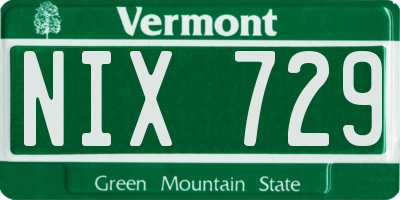 VT license plate NIX729
