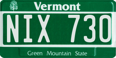 VT license plate NIX730