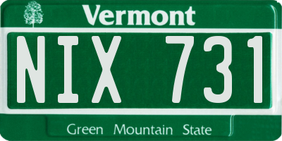 VT license plate NIX731