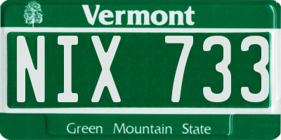 VT license plate NIX733