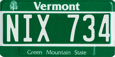 VT license plate NIX734