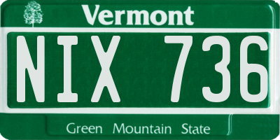 VT license plate NIX736