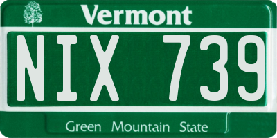 VT license plate NIX739