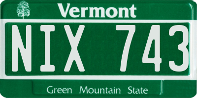 VT license plate NIX743