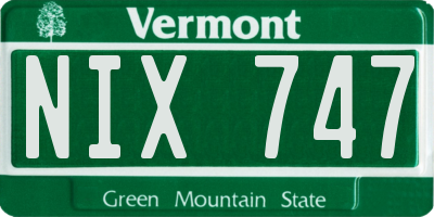 VT license plate NIX747