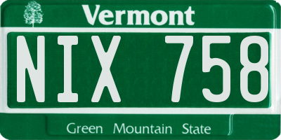 VT license plate NIX758