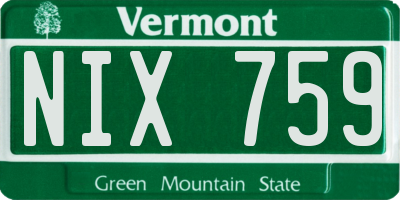VT license plate NIX759