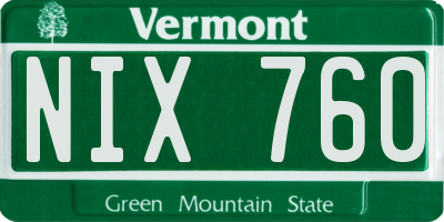 VT license plate NIX760