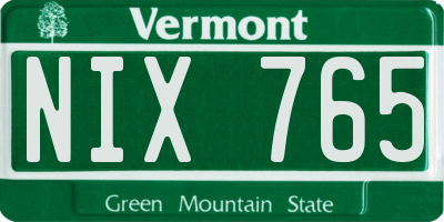 VT license plate NIX765