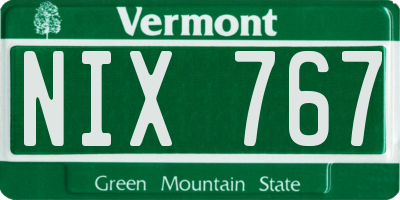 VT license plate NIX767