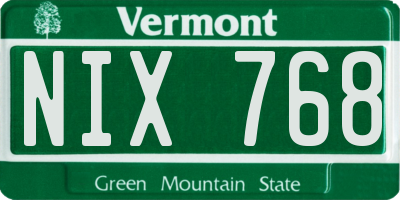 VT license plate NIX768