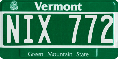 VT license plate NIX772