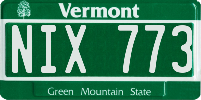 VT license plate NIX773