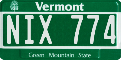 VT license plate NIX774