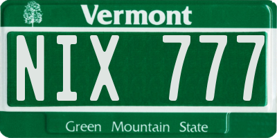 VT license plate NIX777