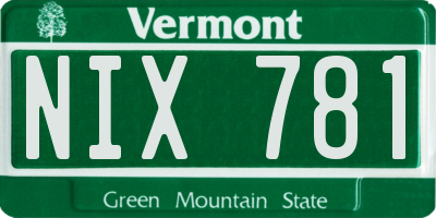VT license plate NIX781
