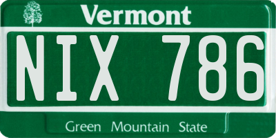 VT license plate NIX786