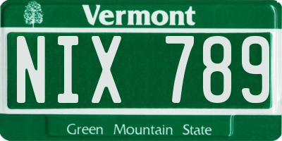 VT license plate NIX789