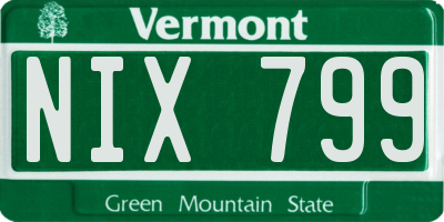 VT license plate NIX799