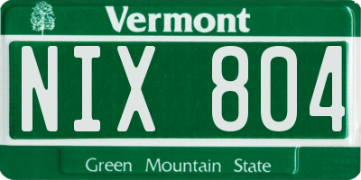 VT license plate NIX804