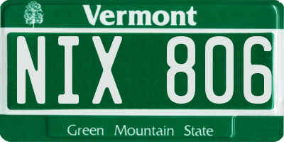 VT license plate NIX806