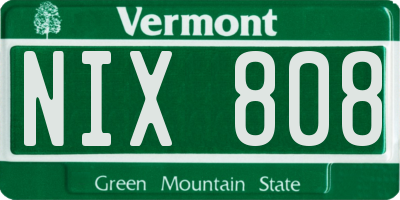 VT license plate NIX808