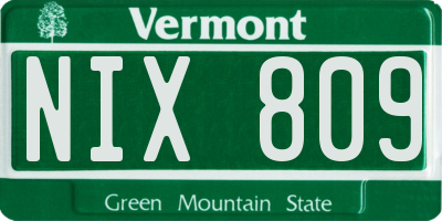 VT license plate NIX809