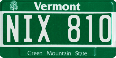VT license plate NIX810