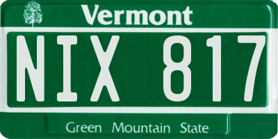 VT license plate NIX817