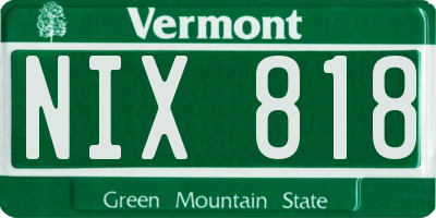 VT license plate NIX818
