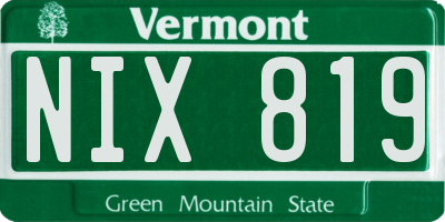 VT license plate NIX819