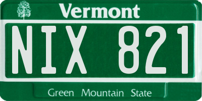 VT license plate NIX821