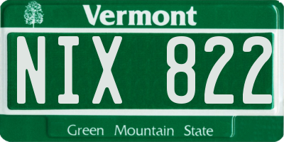 VT license plate NIX822