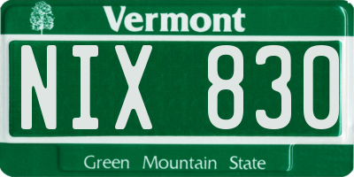 VT license plate NIX830