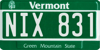 VT license plate NIX831