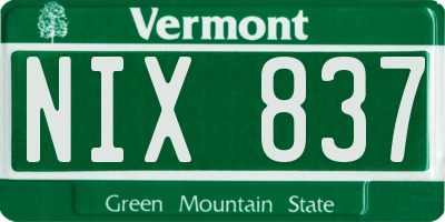 VT license plate NIX837