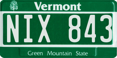 VT license plate NIX843