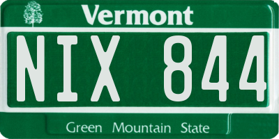 VT license plate NIX844