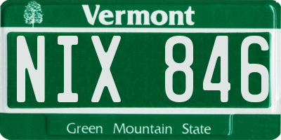 VT license plate NIX846