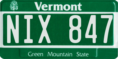 VT license plate NIX847